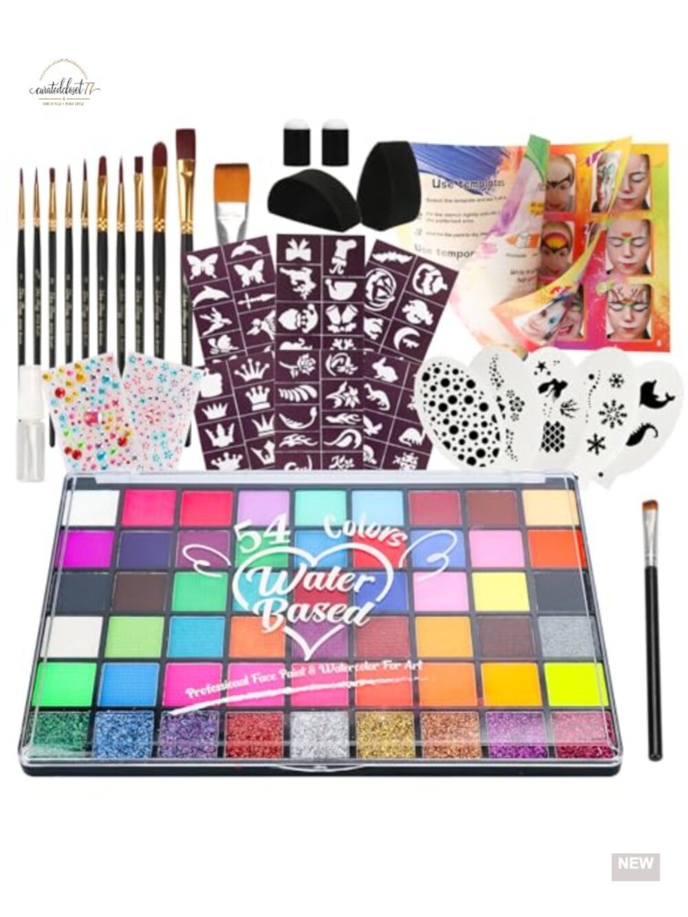 Pintada 54-Color Face Painting Kit - Non Toxic Water Activated Face Paint